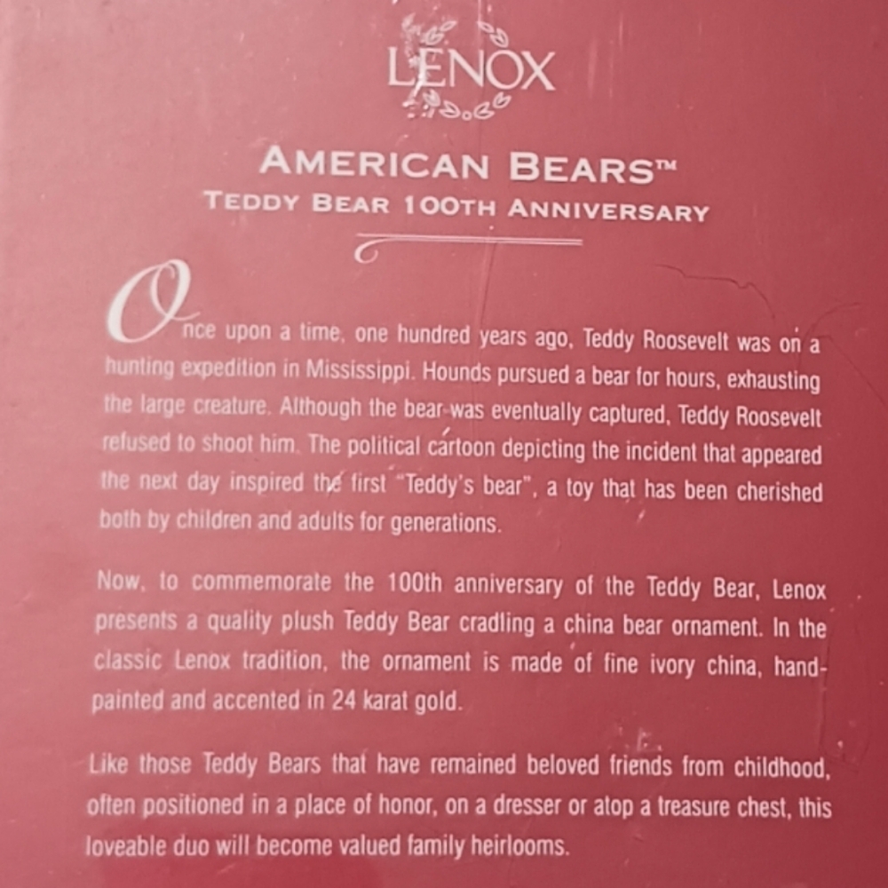 LENOX 100TH Anniversary American Bears Ornament & Teddy Plush Set - Picture 8 of 10